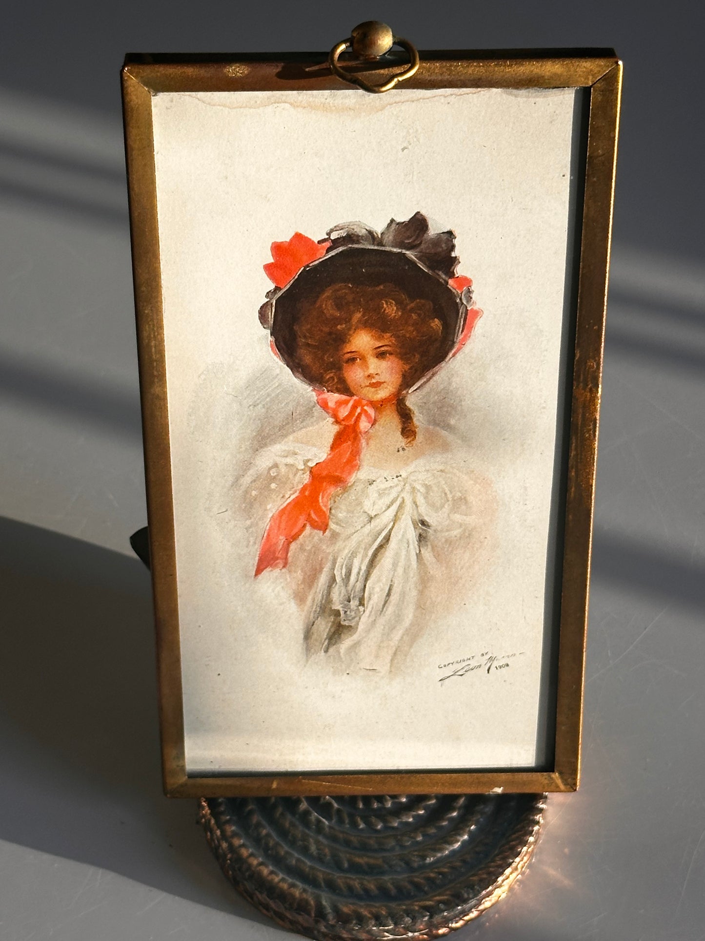 Miniature Portrait Print in Brass Frame