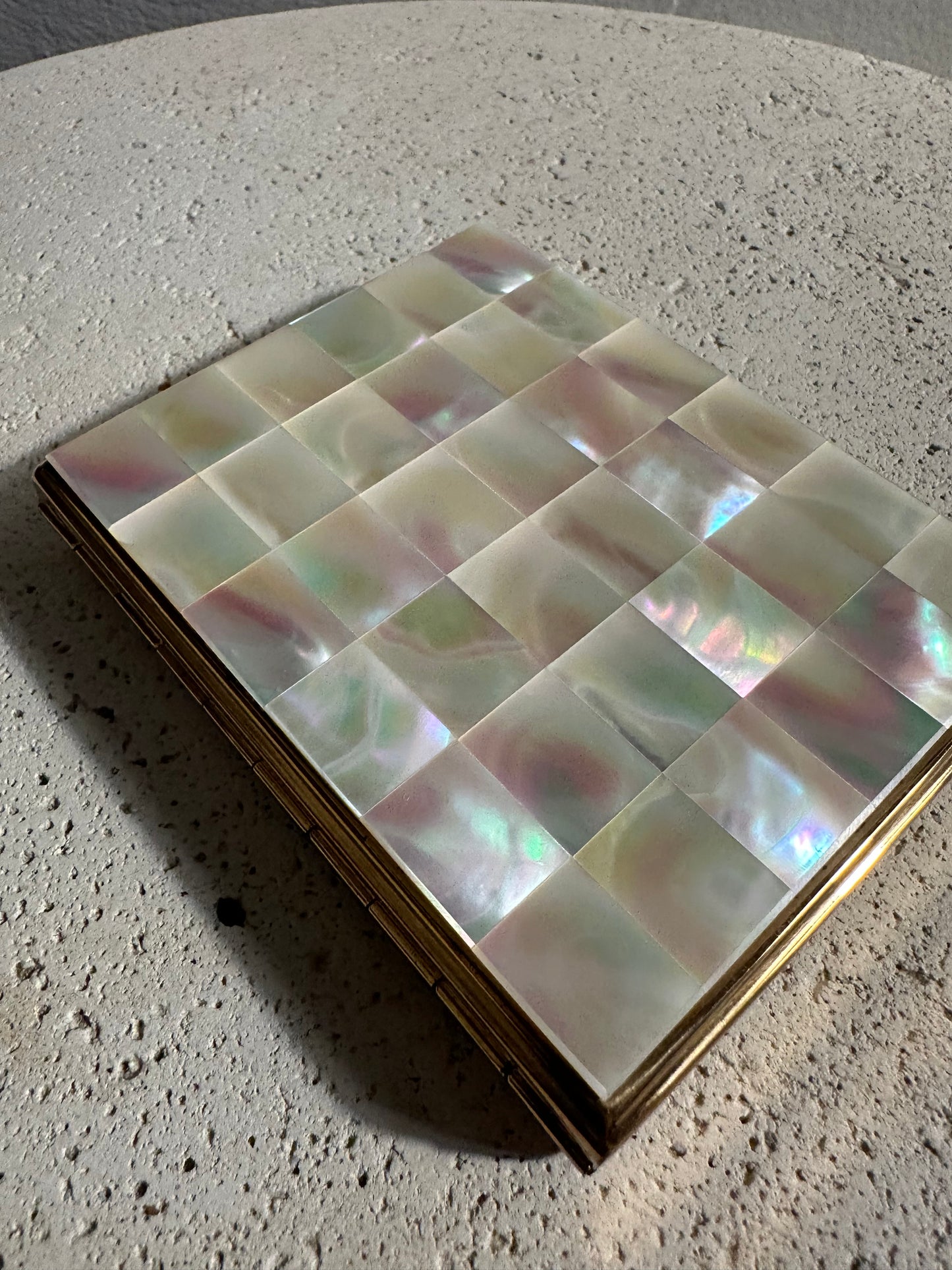 Mother-of-Pearl Cigarette Case with Lipstick Tube
