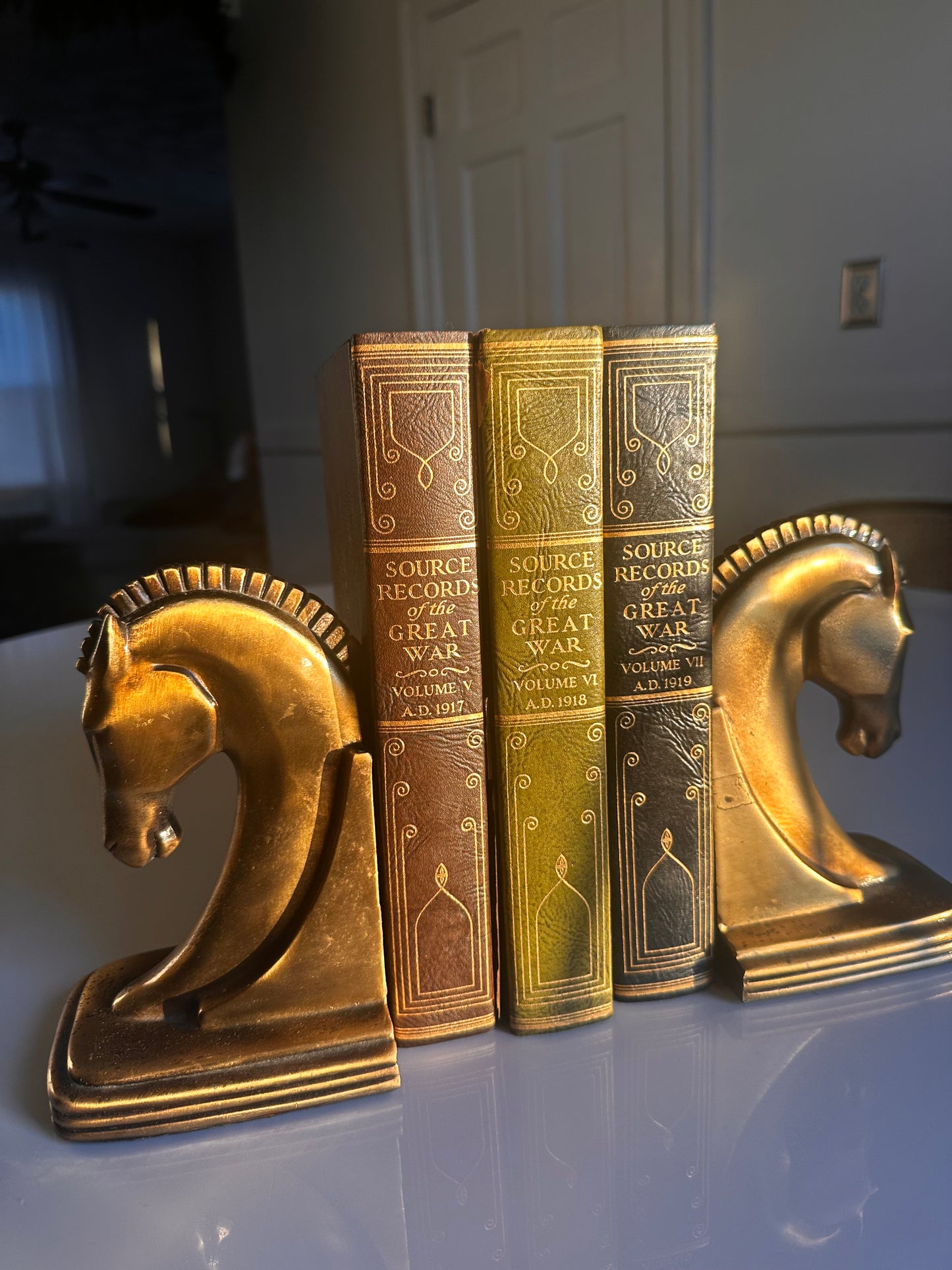 Gilt Metal Horse Head Bookends