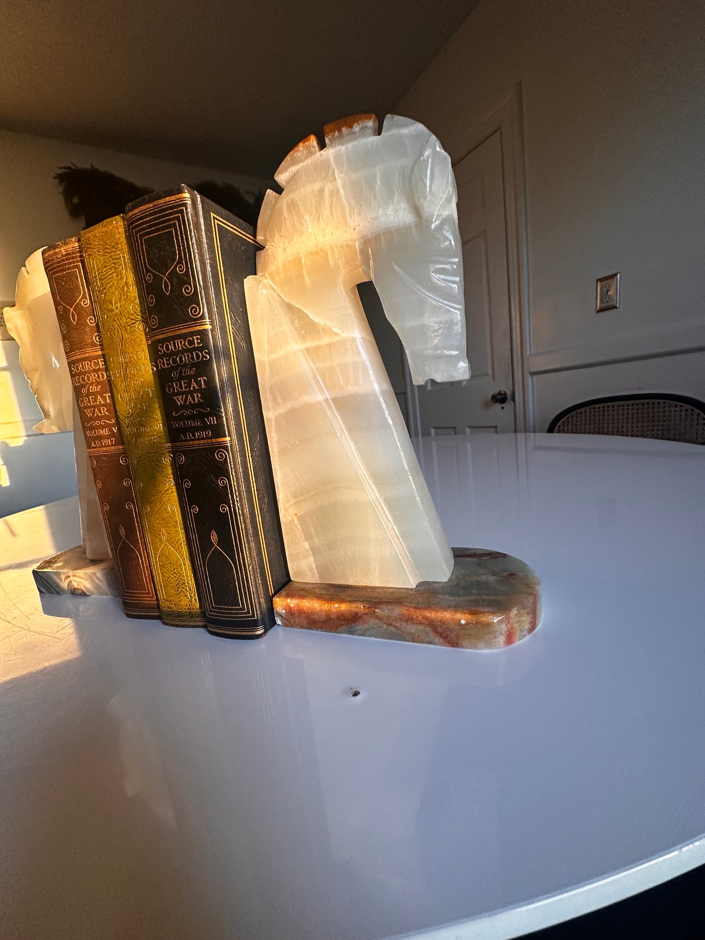 Carved Stone Horse Head Bookends