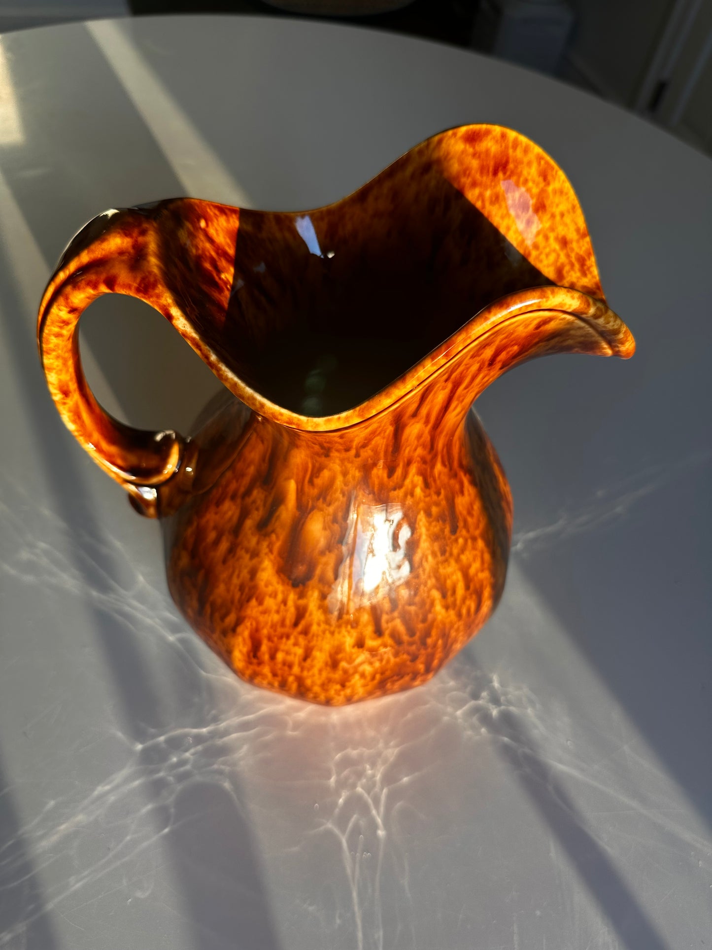 Antique Morton Stoneware Pitcher, Rockingham Glaze