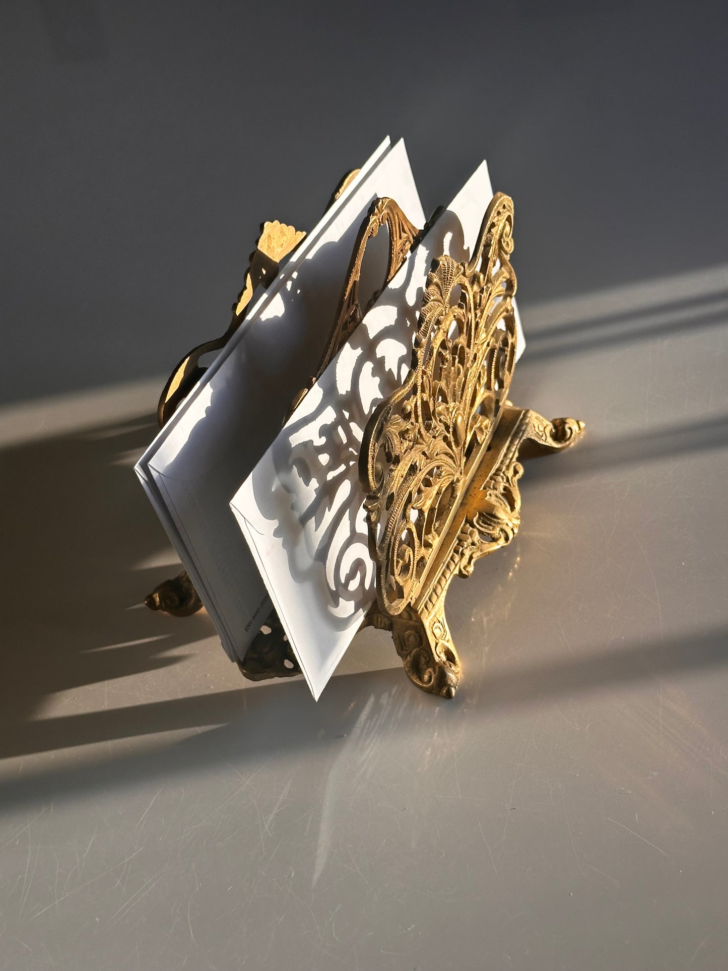 Antique Gilt Brass Letter Holder