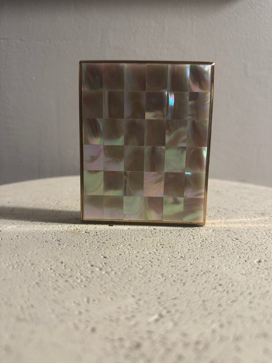 Mother-of-Pearl Cigarette Case with Lipstick Tube