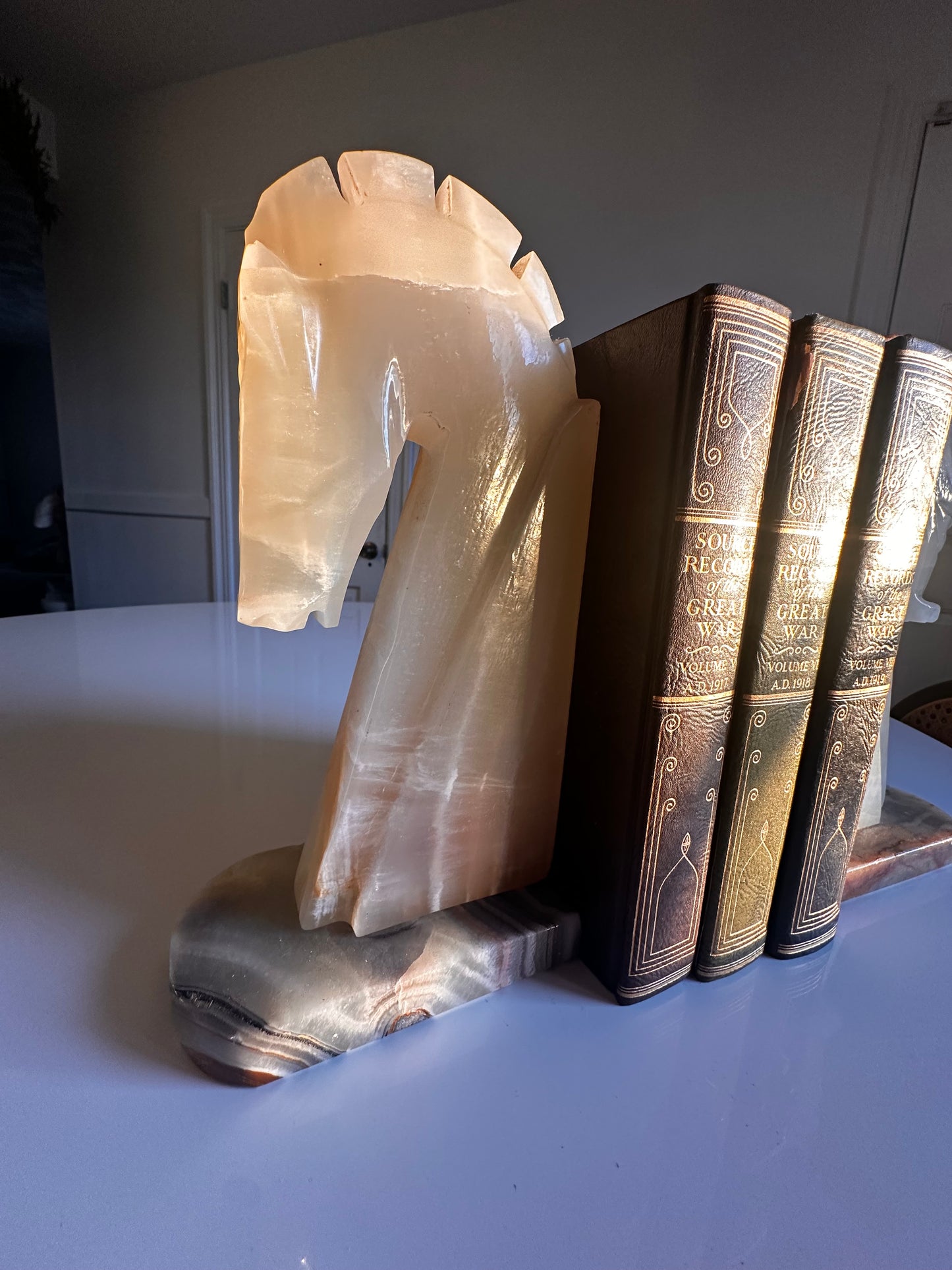 Carved Stone Horse Head Bookends