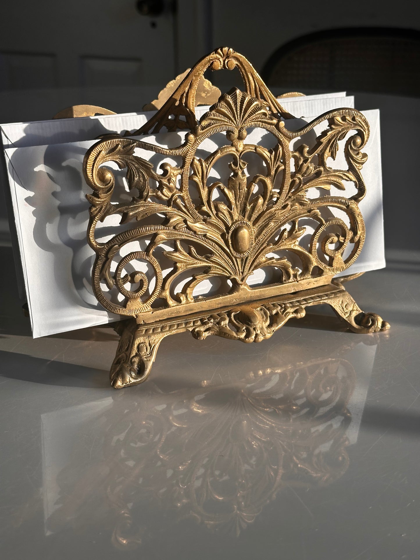 Antique Gilt Brass Letter Holder