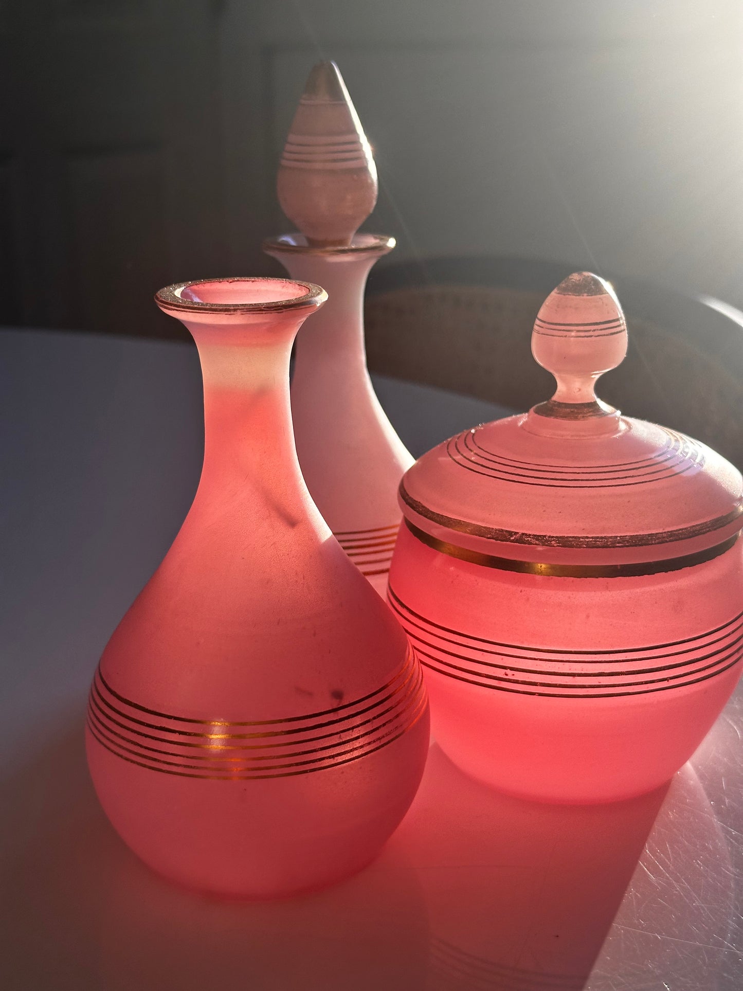 Vintage Opaline Vanity Set