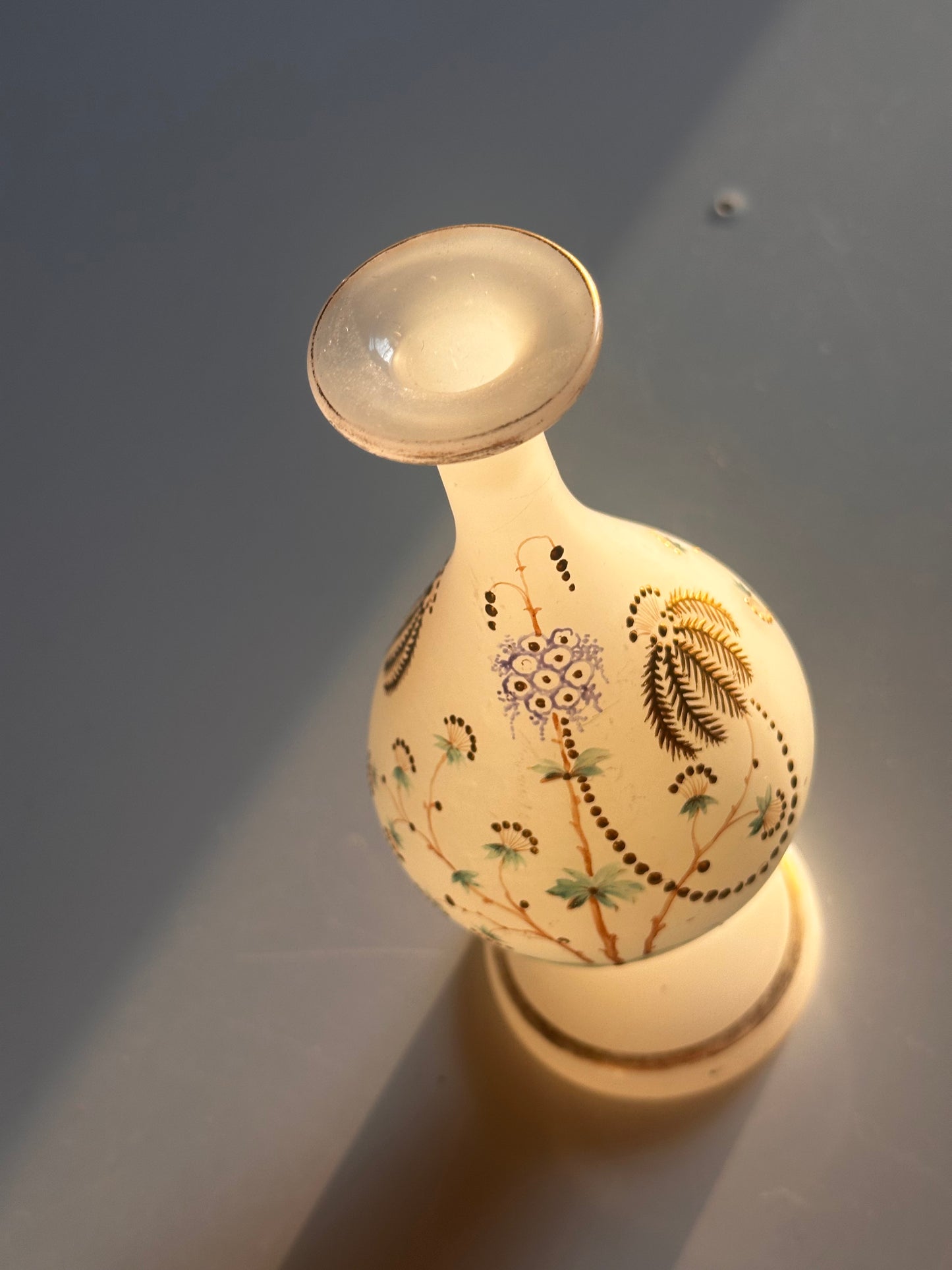 Hand-Painted Opaline Glass Bud Vase