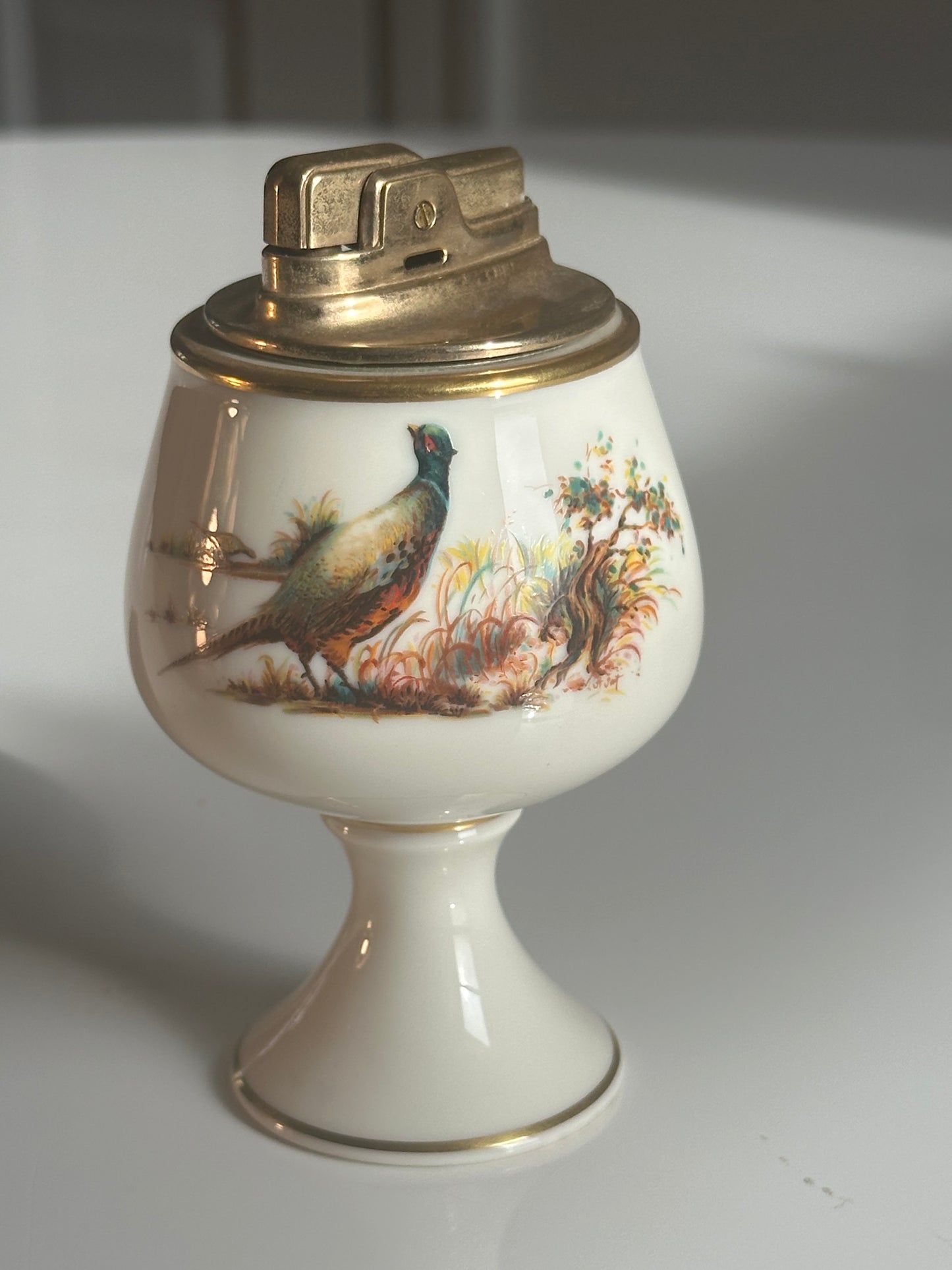Vintage Lenox Porcelain Table Lighter with Pheasant Motif
