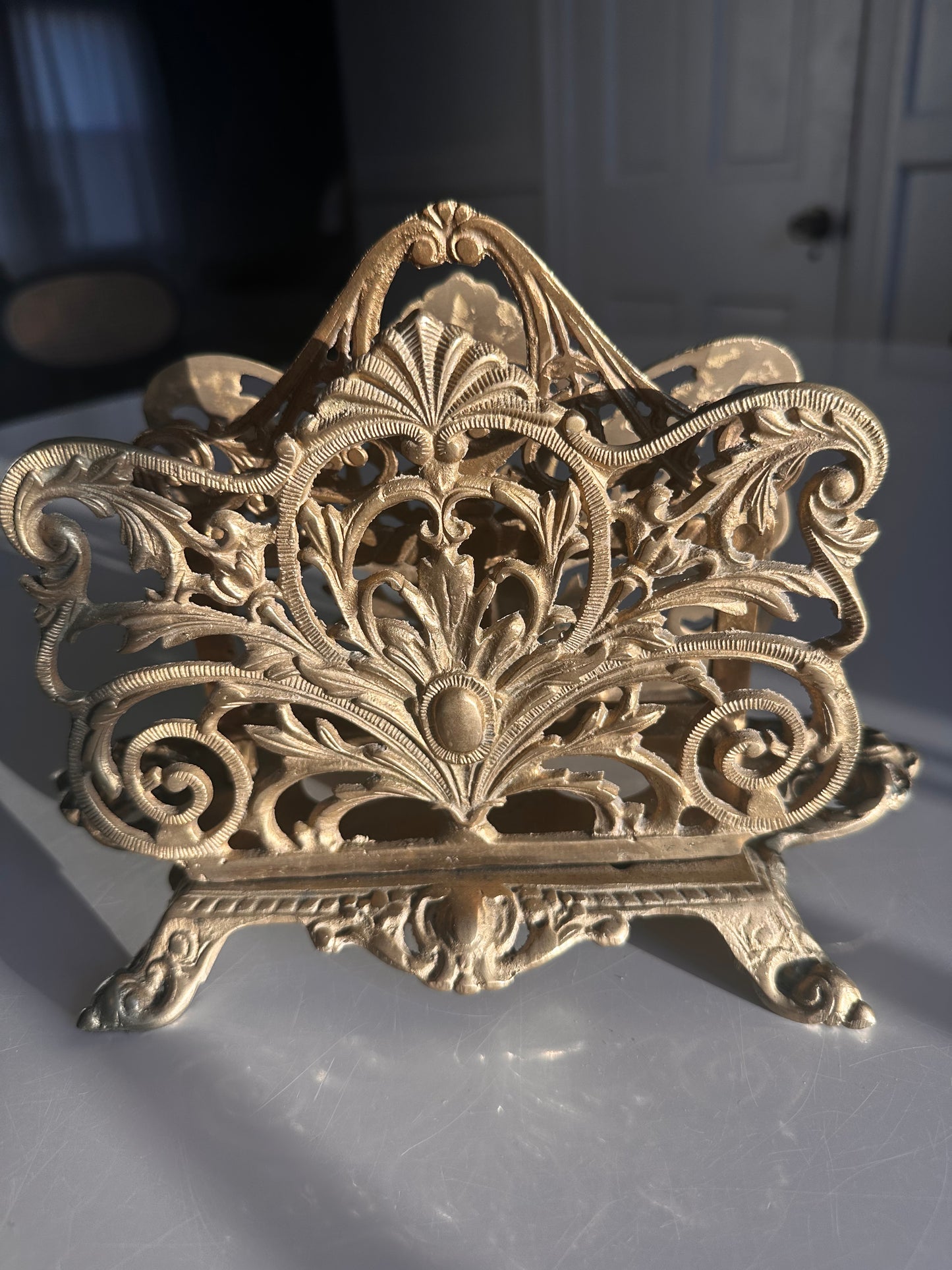 Antique Gilt Brass Letter Holder