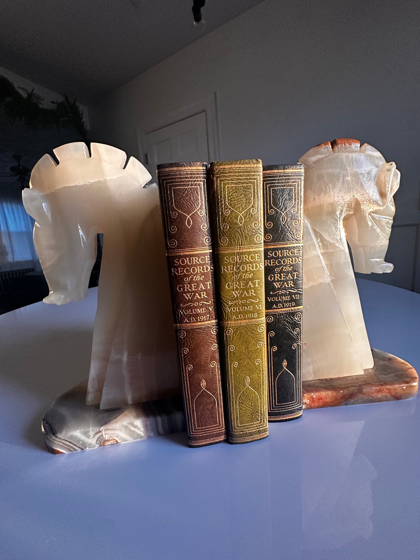 Carved Stone Horse Head Bookends