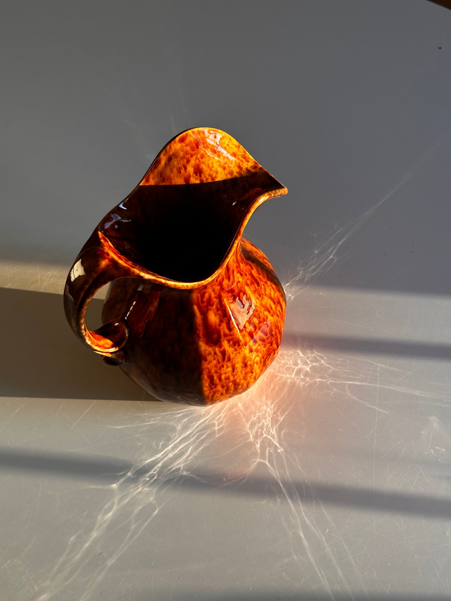 Antique Morton Stoneware Pitcher, Rockingham Glaze