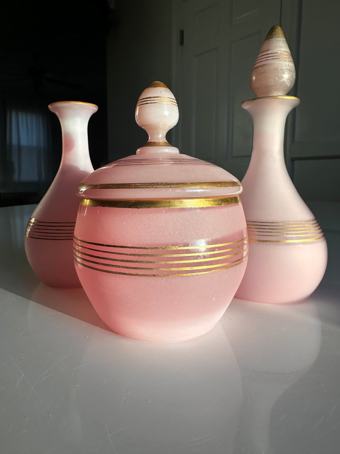 Vintage Opaline Vanity Set