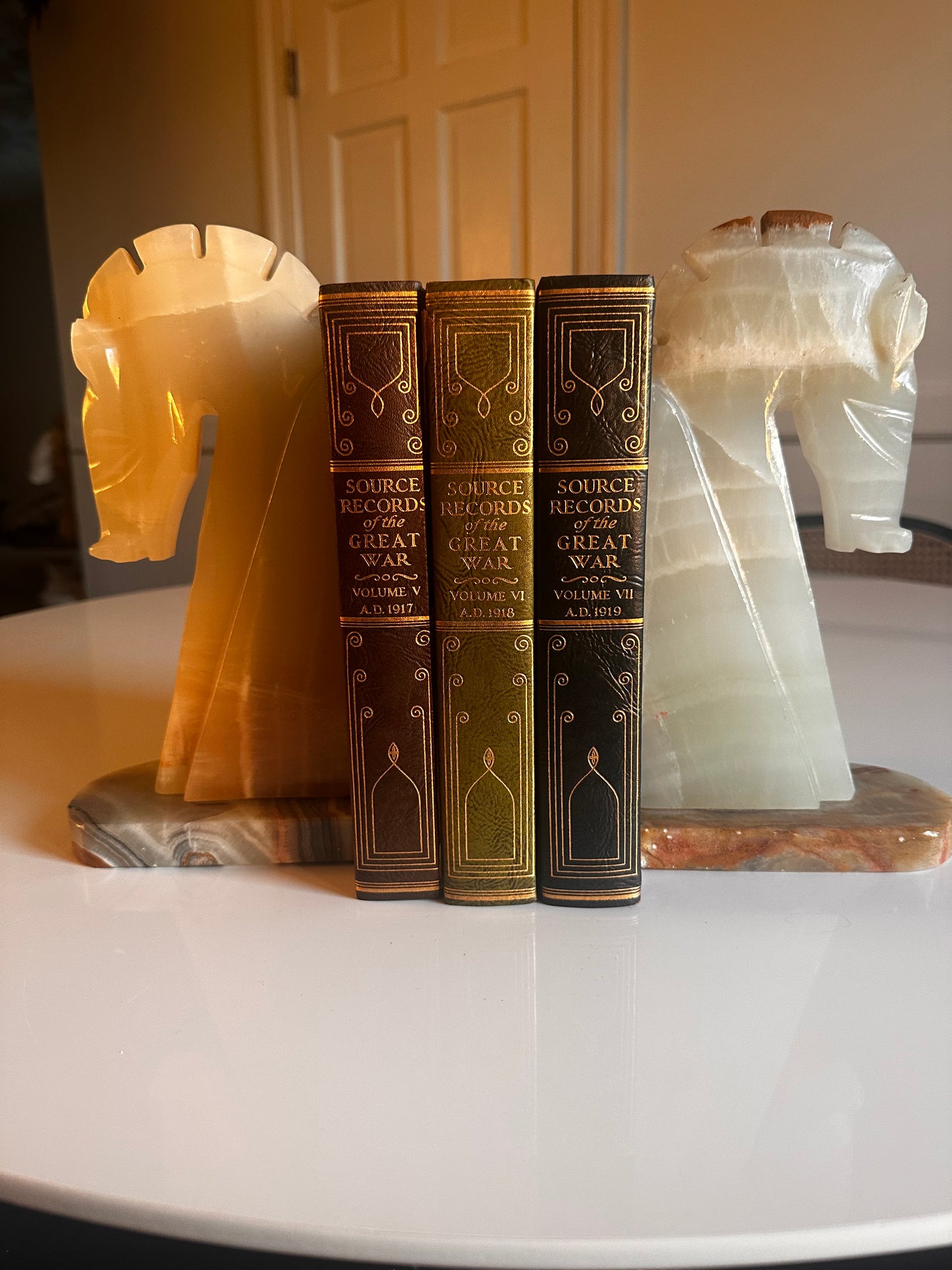 Carved Stone Horse Head Bookends