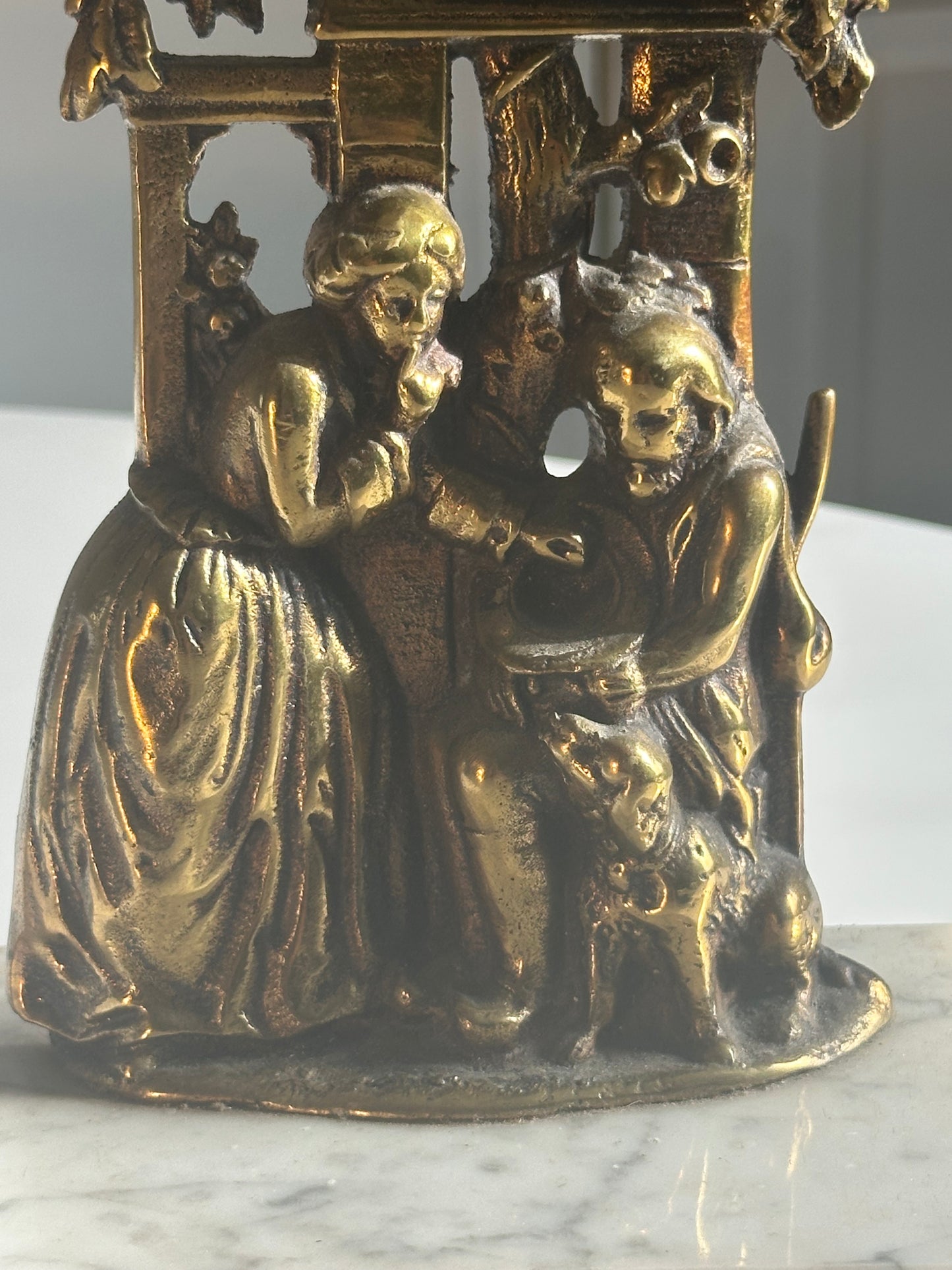 Vintage Brass Candelabra on Marble Base