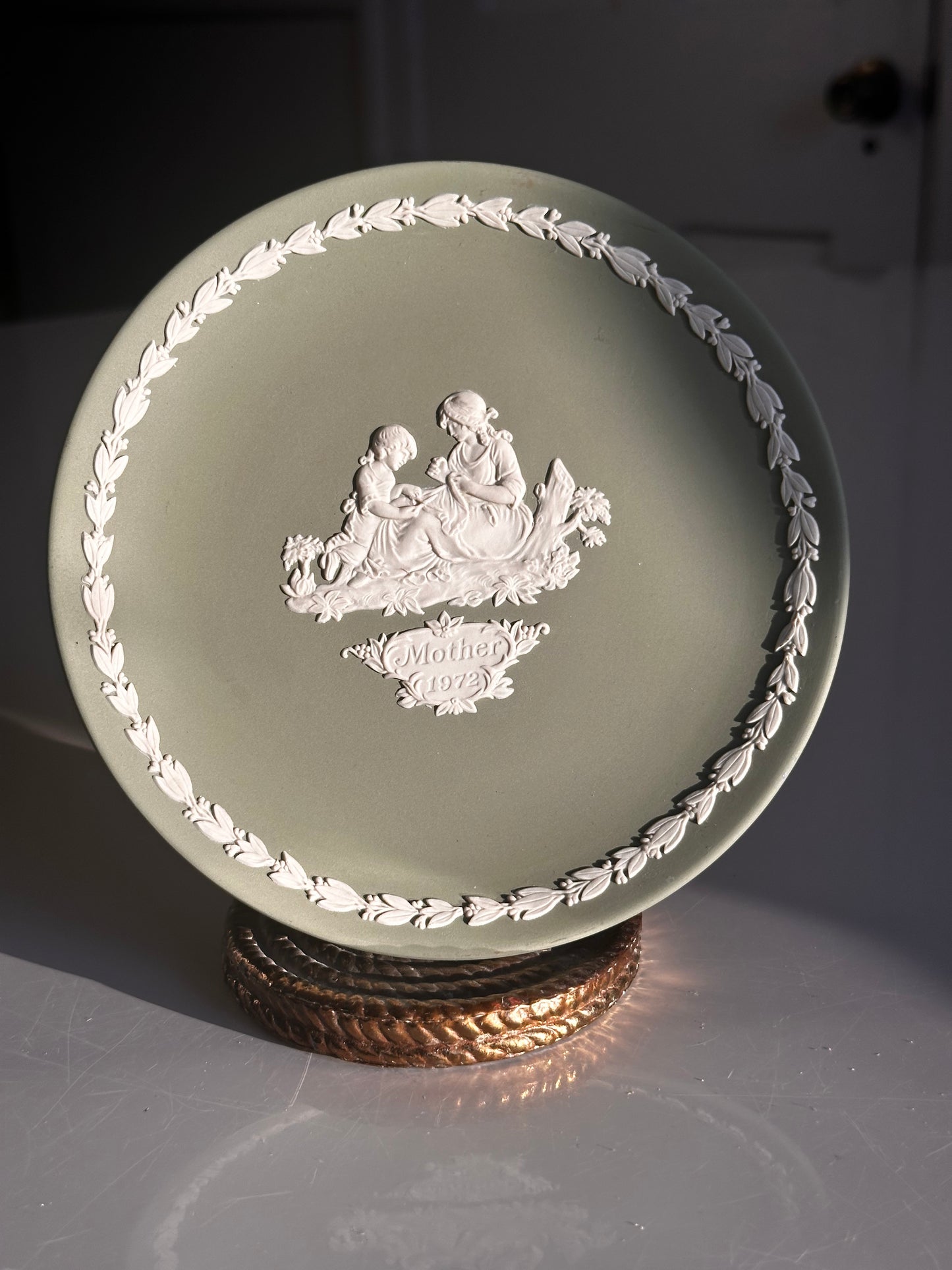 Wedgwood Sage Green Jasperware “Mother” Plate