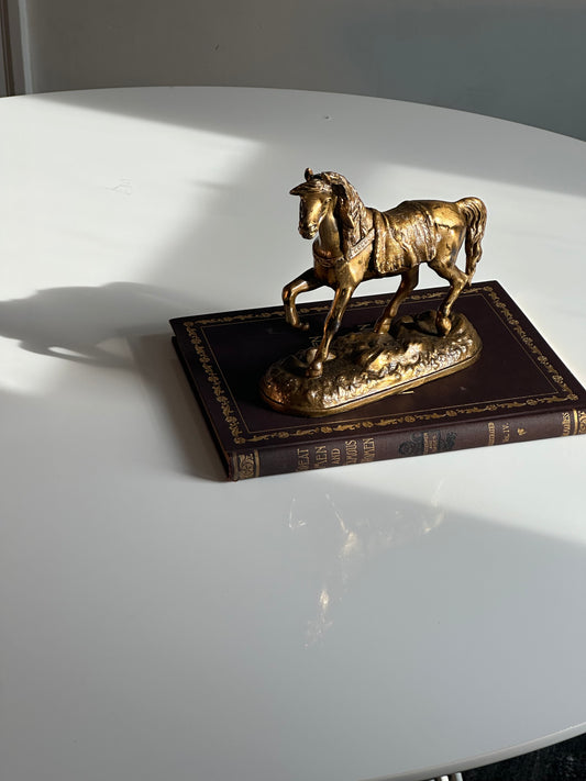 Vintage Equestrian Gilt Horse Sculpture
