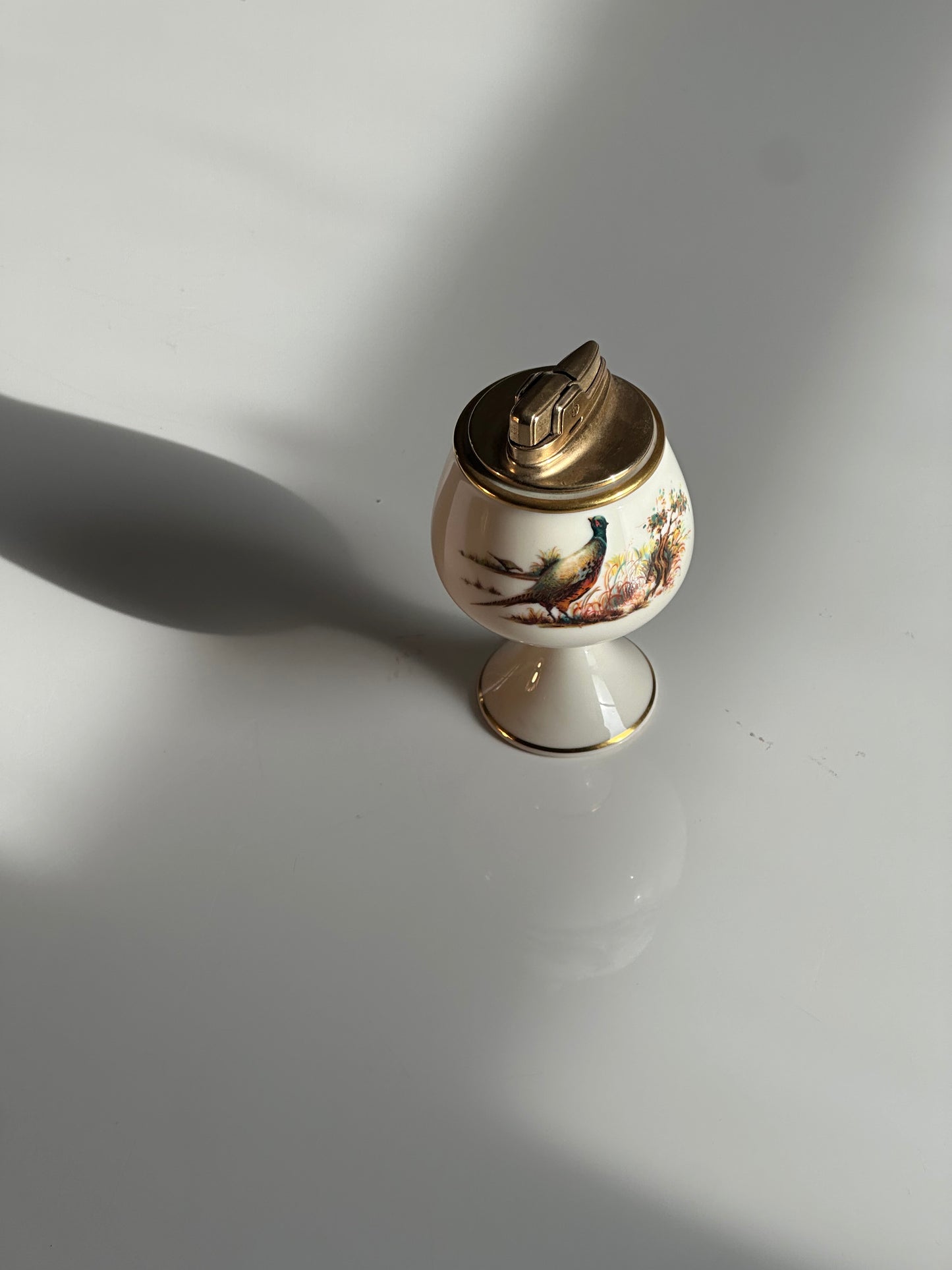 Vintage Lenox Porcelain Table Lighter with Pheasant Motif