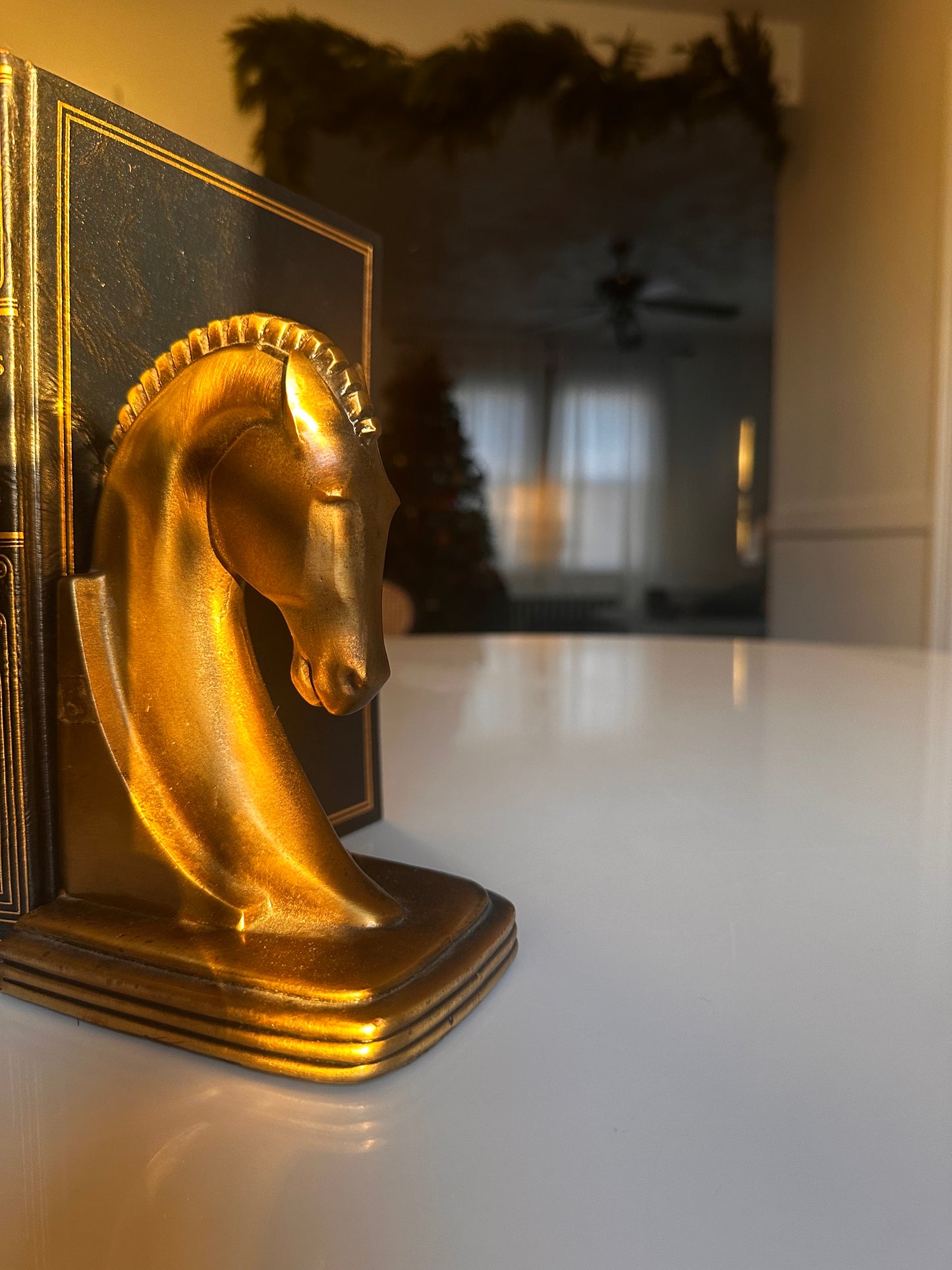 Gilt Metal Horse Head Bookends