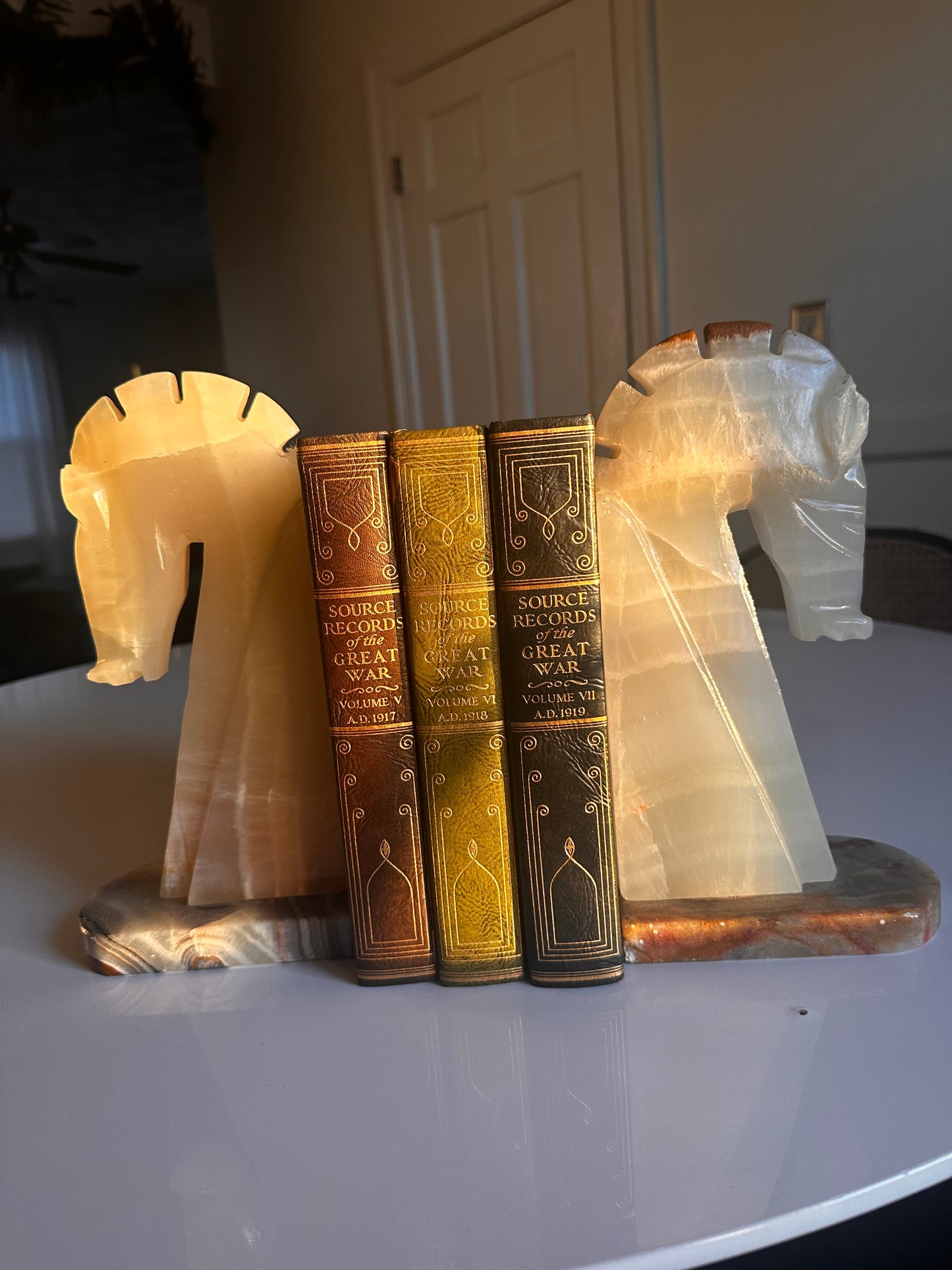Carved Stone Horse Head Bookends