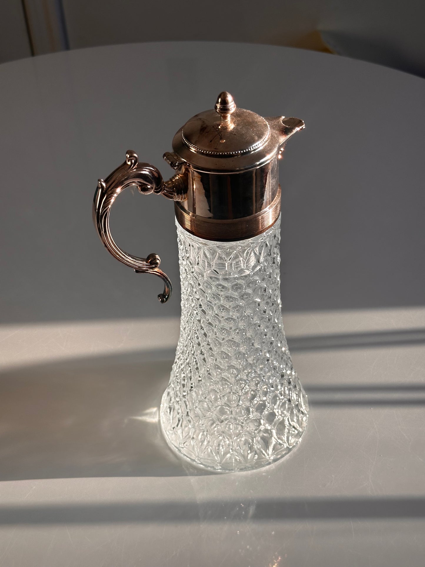 Cut Crystal Claret Jug with Silverplate Mounts