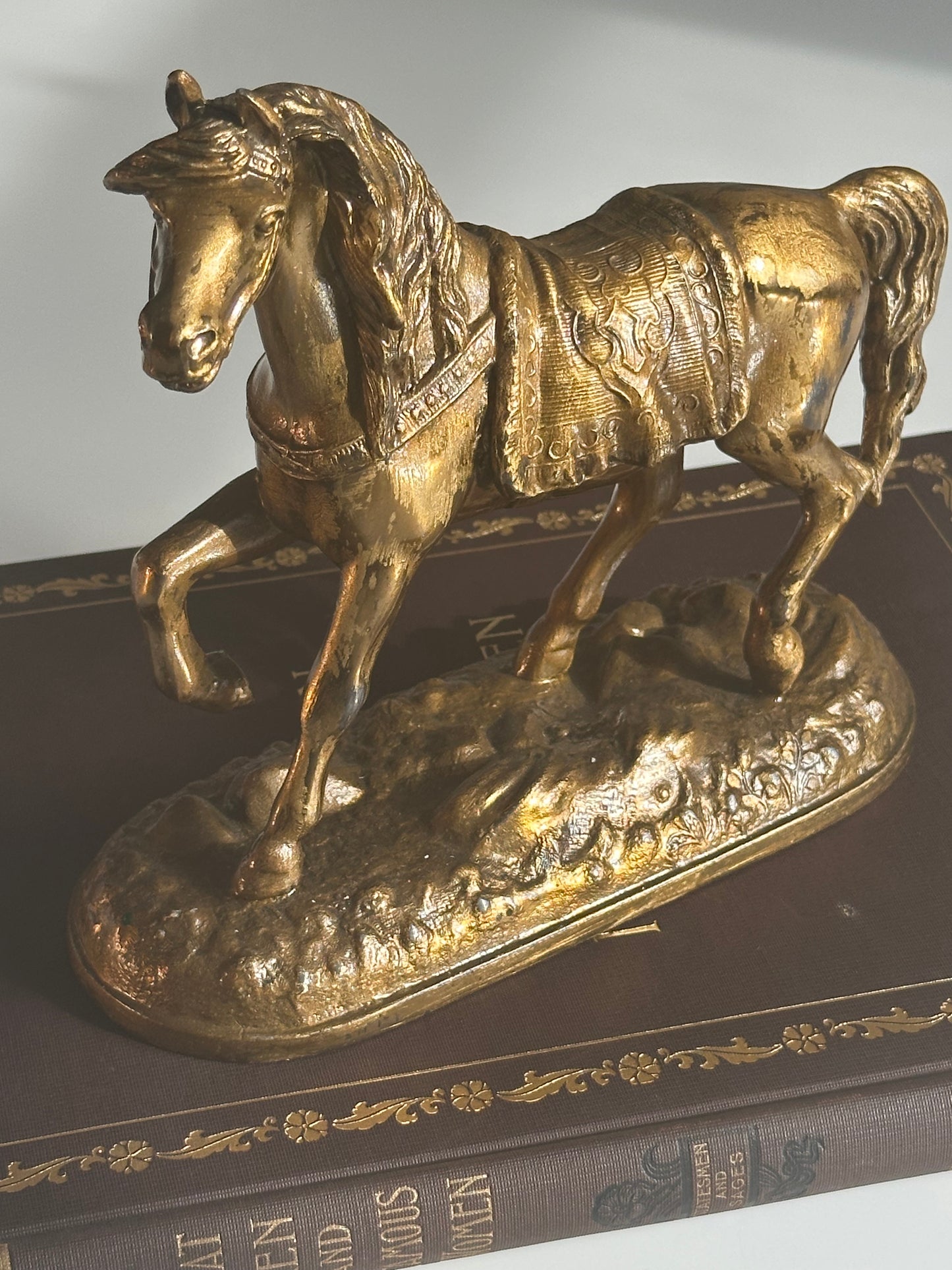 Vintage Equestrian Gilt Horse Sculpture