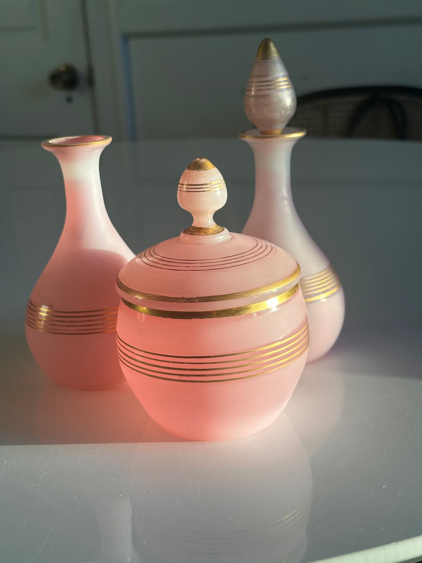 Vintage Opaline Vanity Set