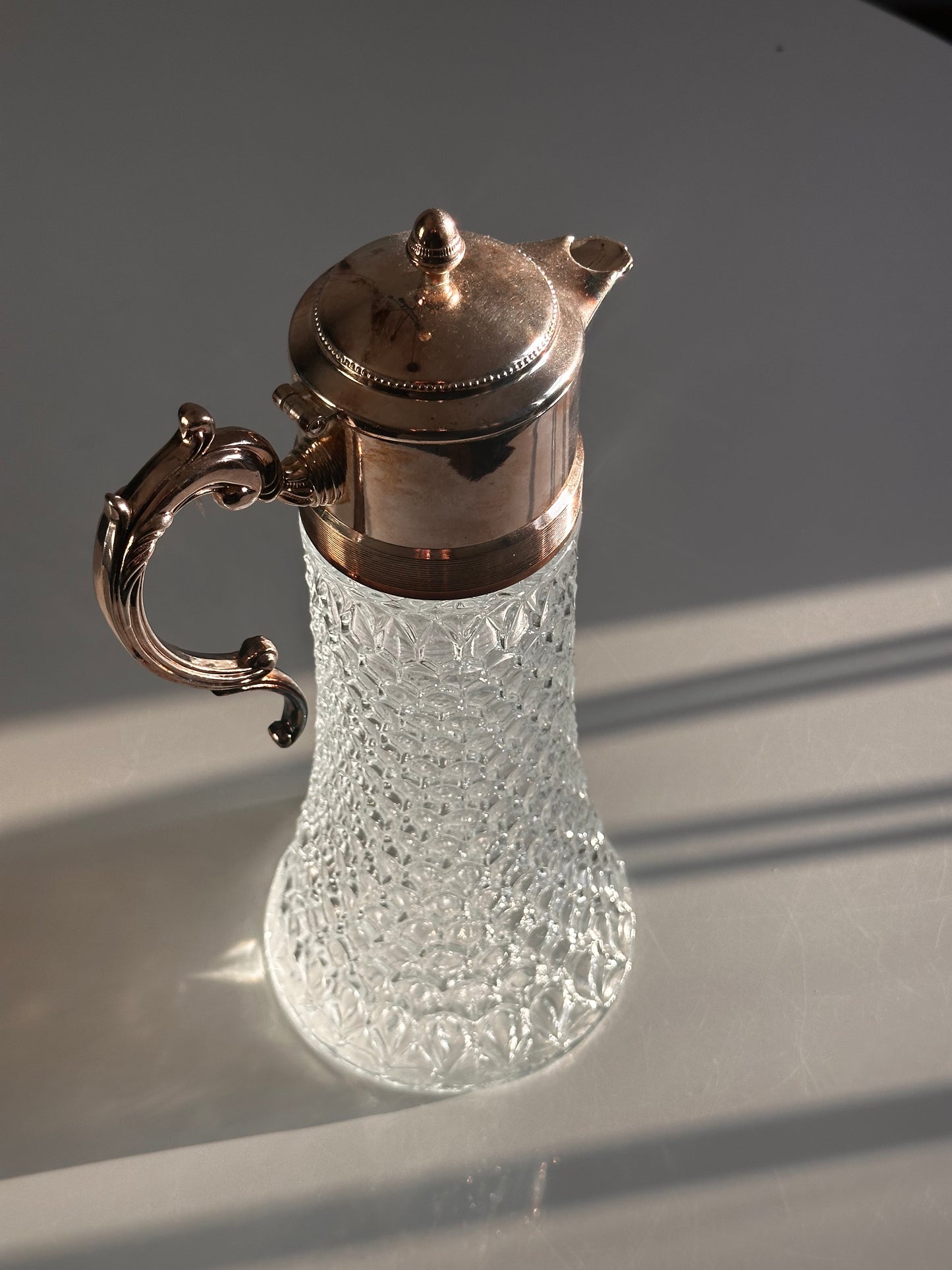 Cut Crystal Claret Jug with Silverplate Mounts
