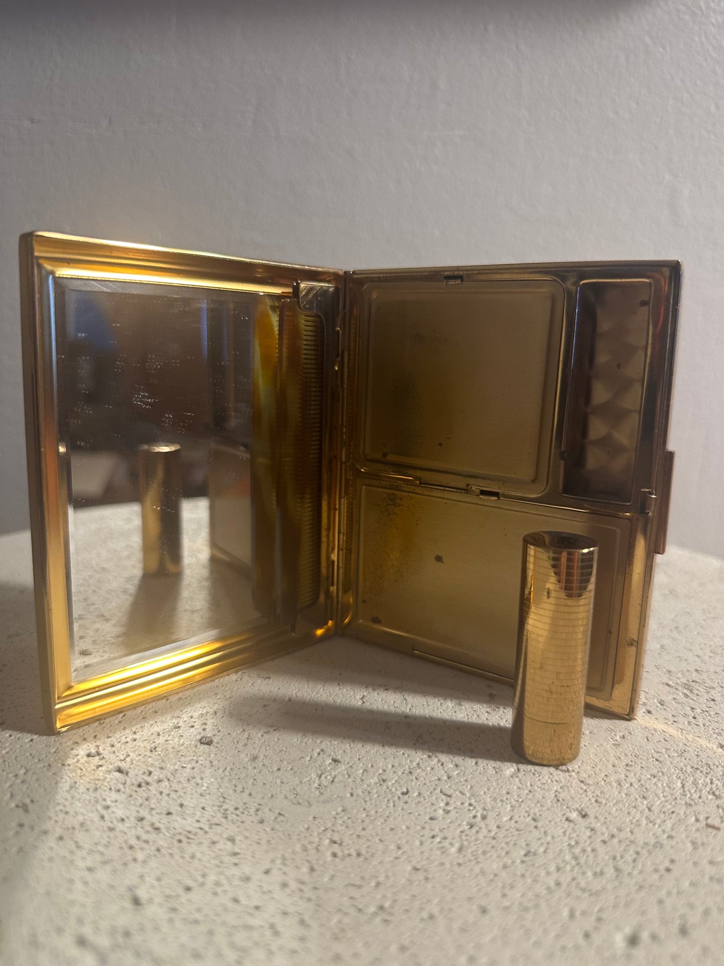Mother-of-Pearl Cigarette Case with Lipstick Tube