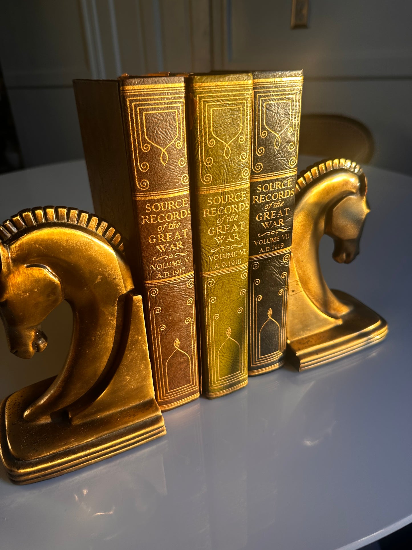Gilt Metal Horse Head Bookends