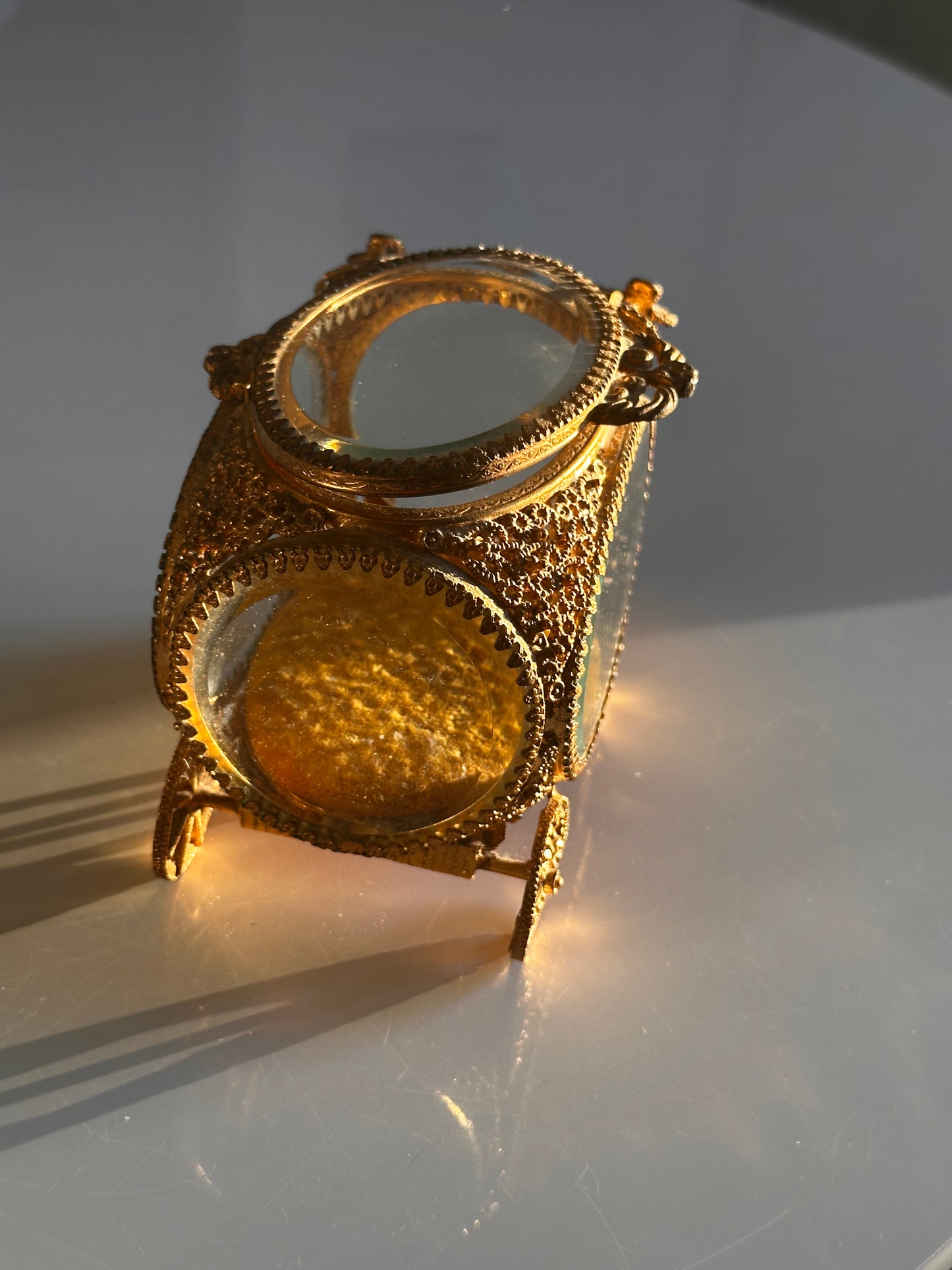 Vintage Gilt Carriage Jewelry Casket