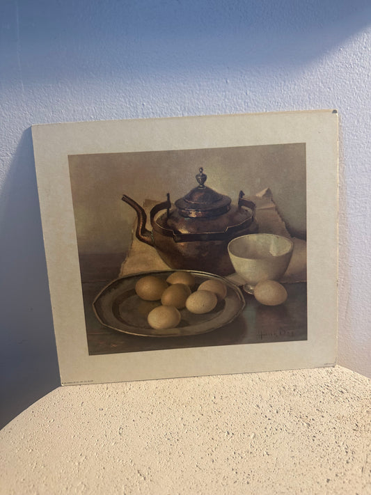 Eggs & Teapot Study-Vintage Still Life Print