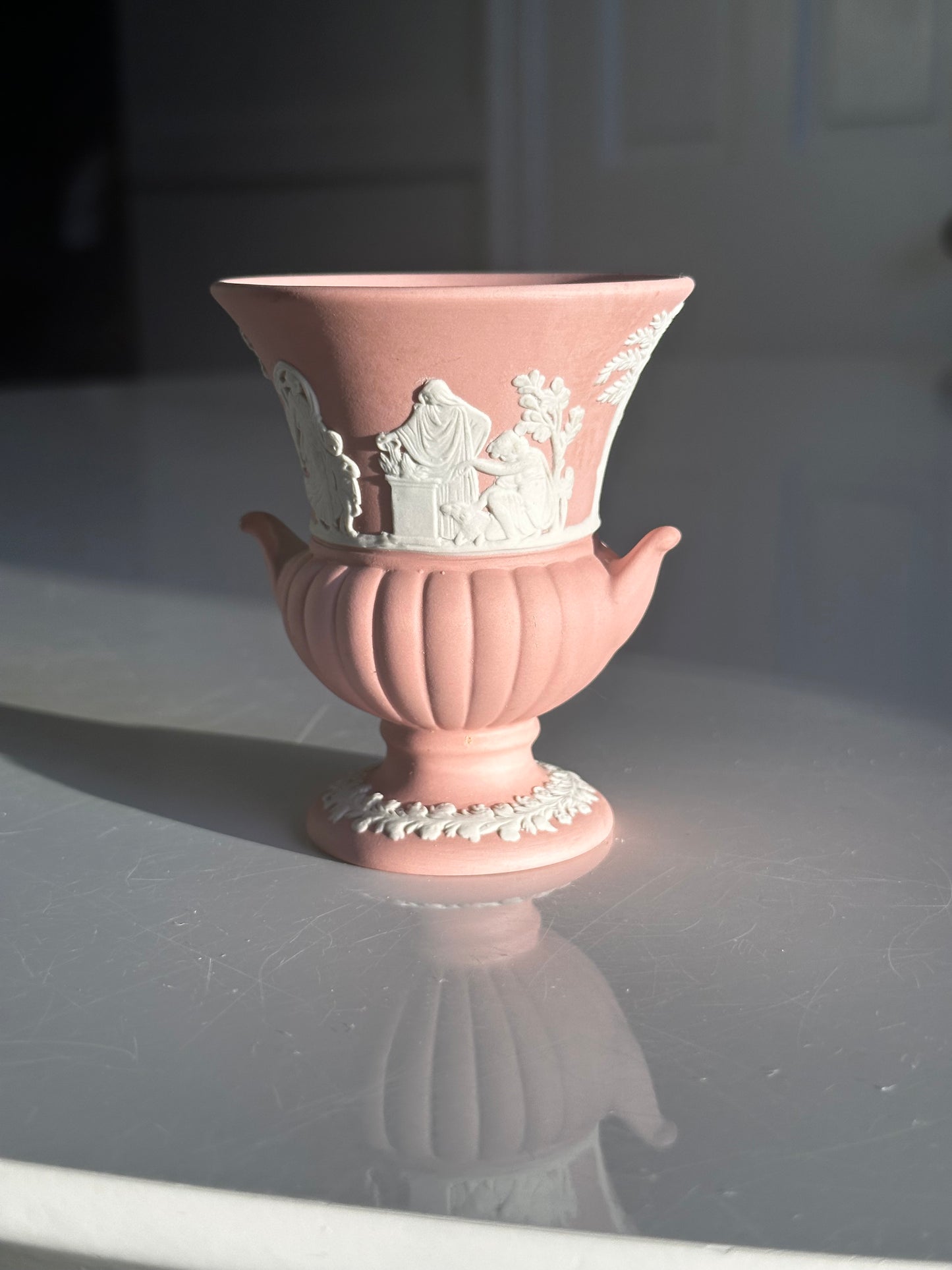 Wedgwood Pink Jasperware Miniature Urn