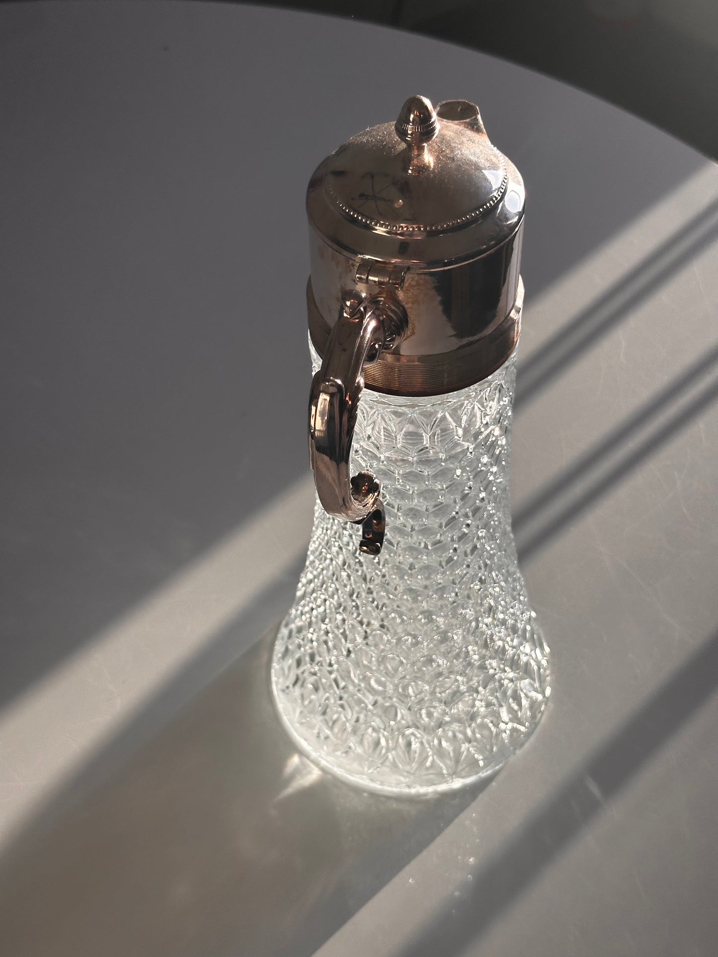 Cut Crystal Claret Jug with Silverplate Mounts