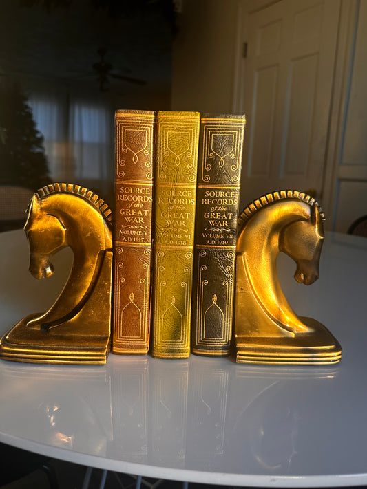 Gilt Metal Horse Head Bookends