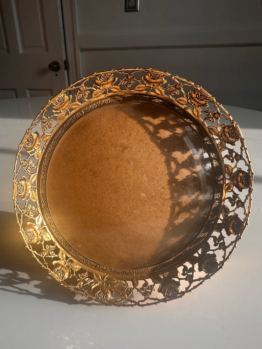 Vintage Gilt Rose Filigree Frame