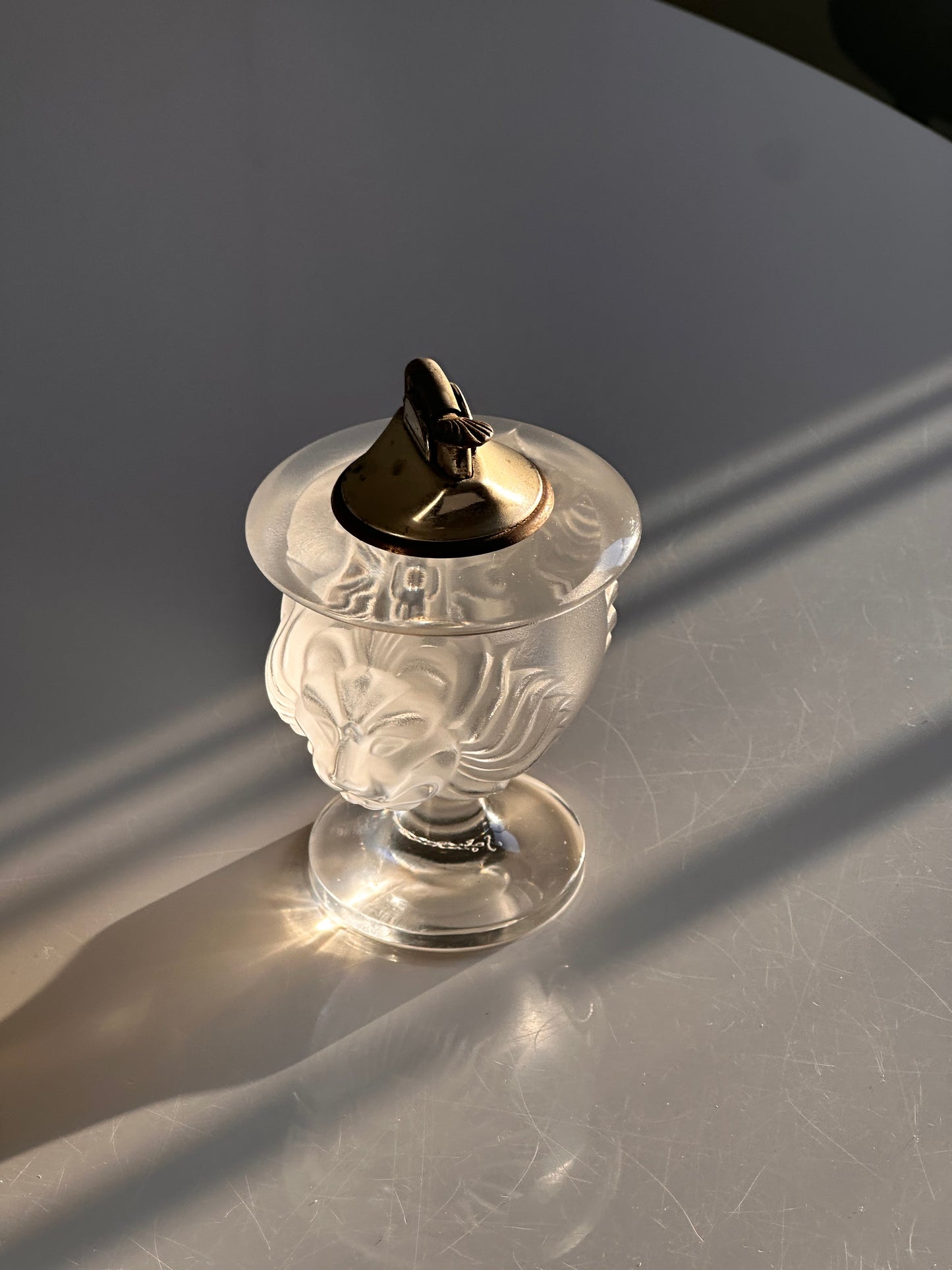 Lalique Double Lion Head Table Lighter