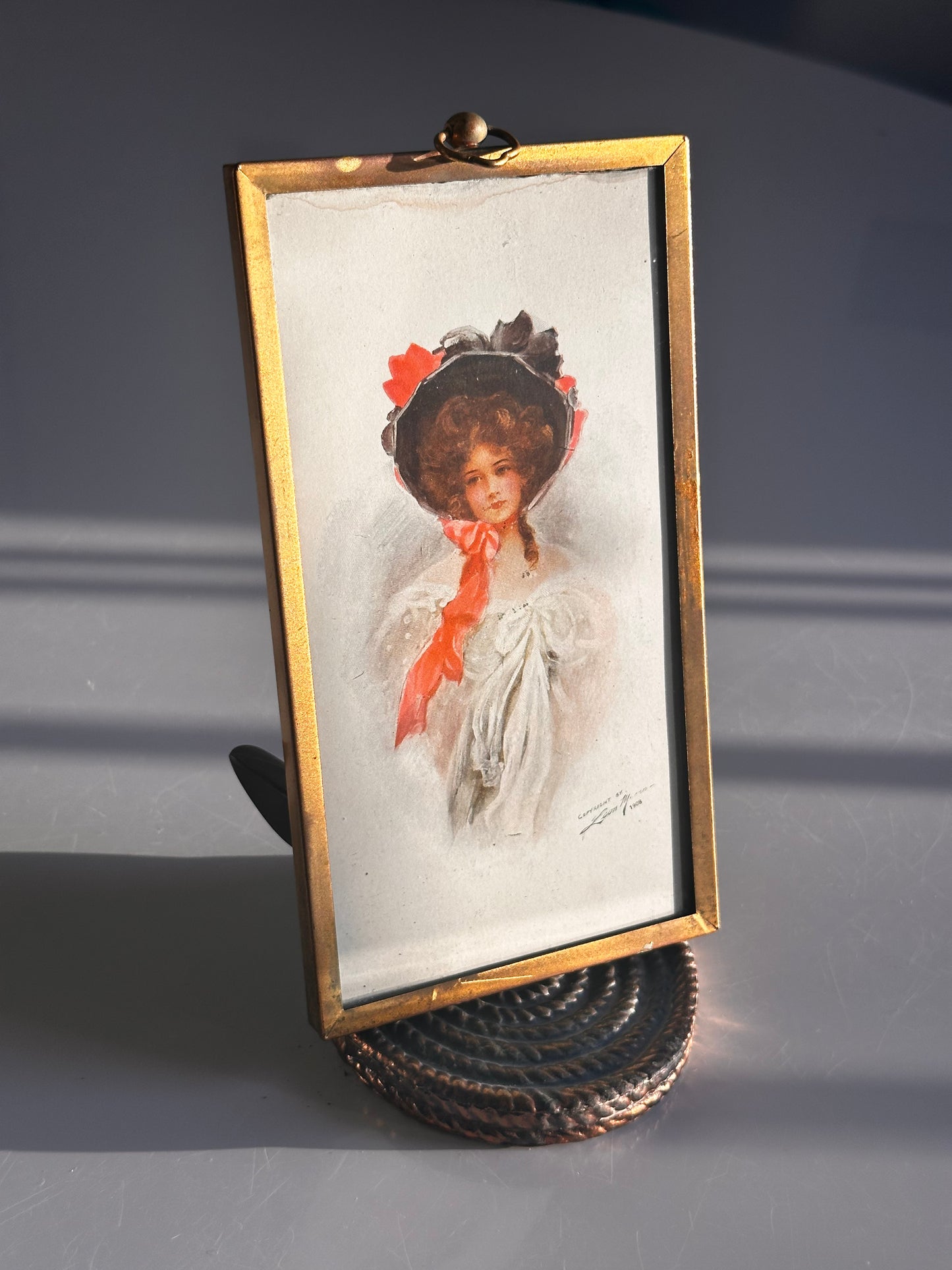 Miniature Portrait Print in Brass Frame