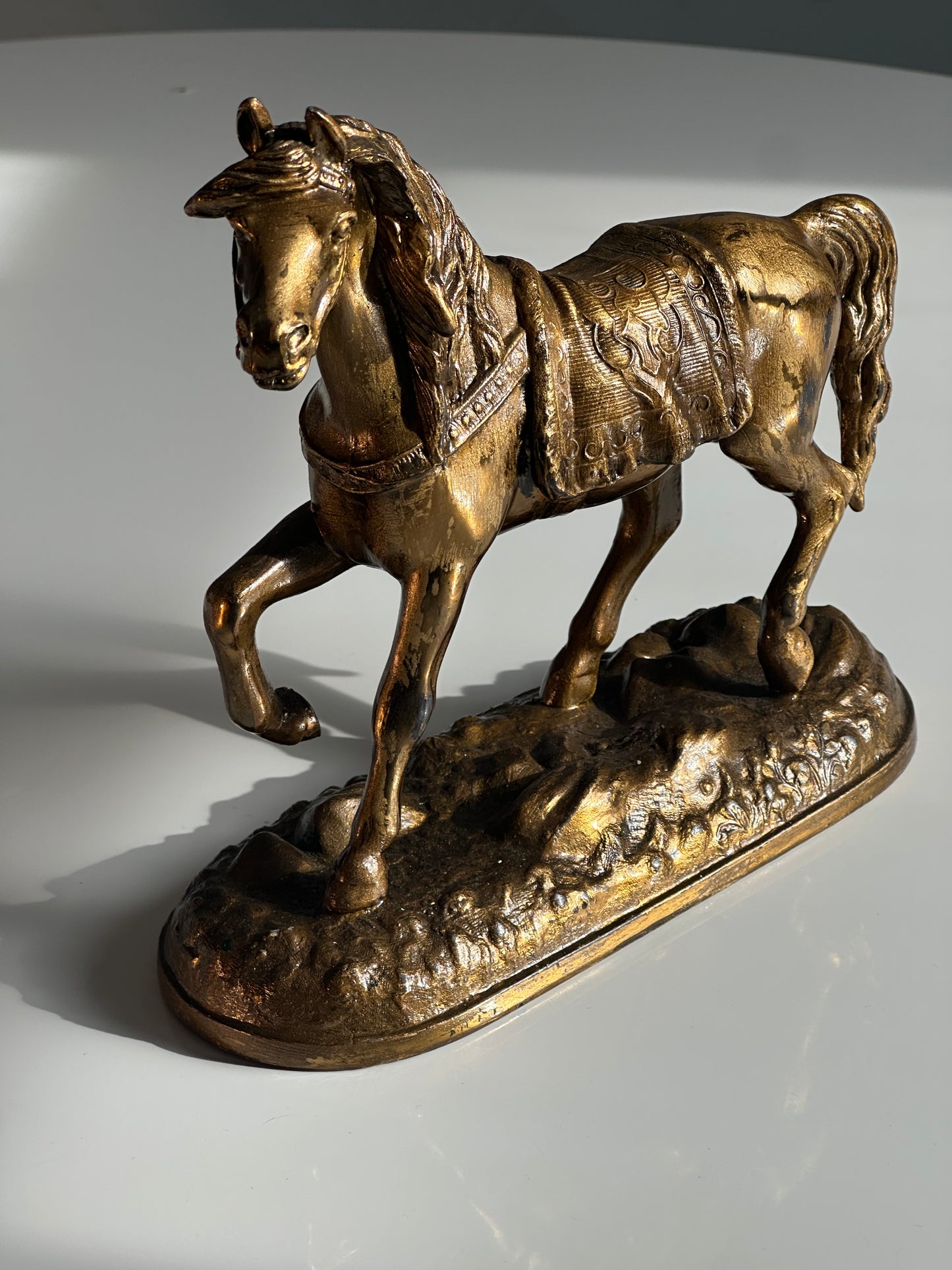 Vintage Equestrian Gilt Horse Sculpture