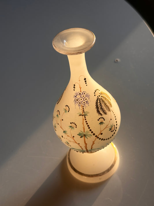 Hand-Painted Opaline Glass Bud Vase