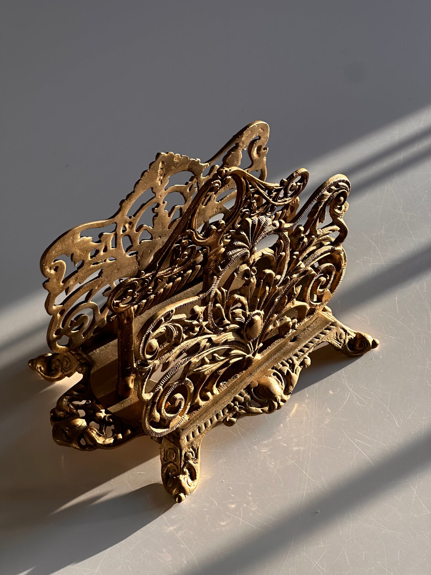 Antique Gilt Brass Letter Holder