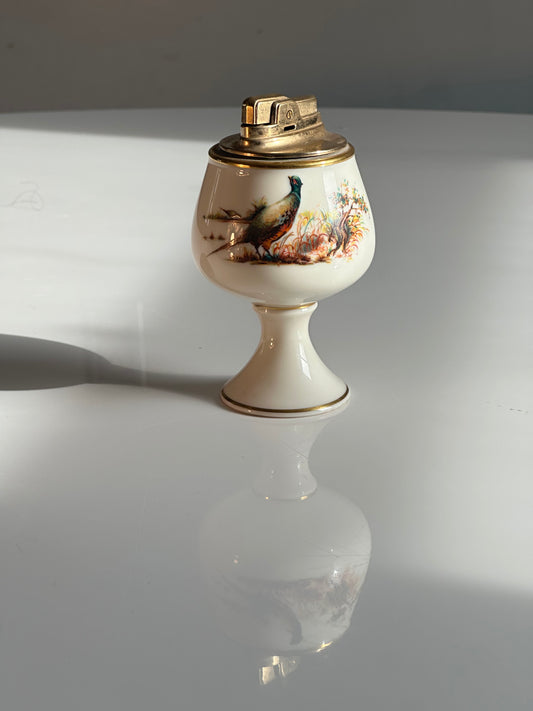 Vintage Lenox Porcelain Table Lighter with Pheasant Motif