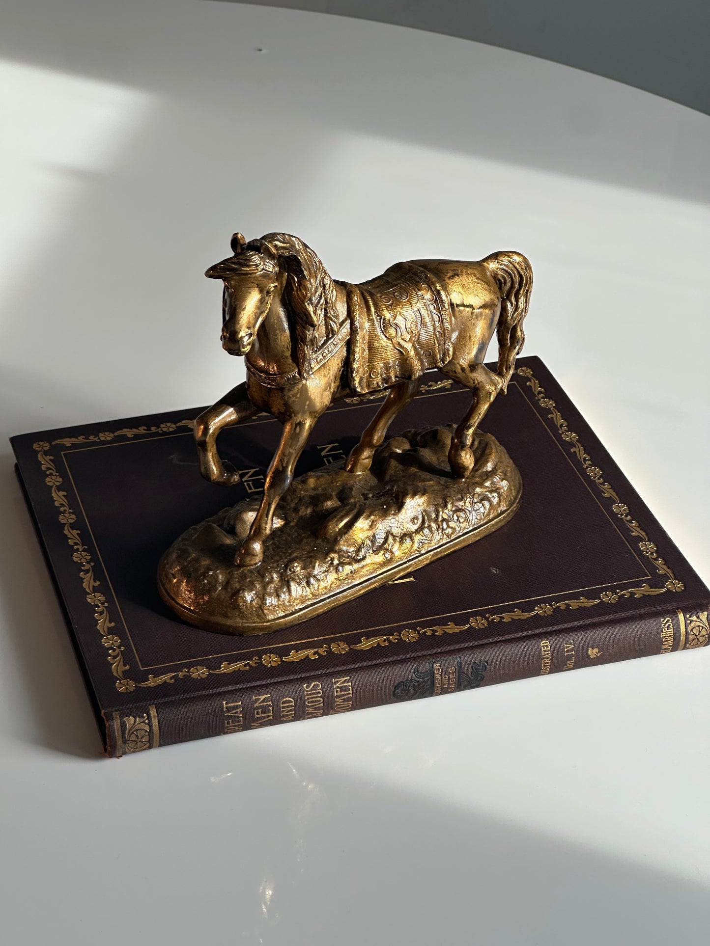 Vintage Equestrian Gilt Horse Sculpture